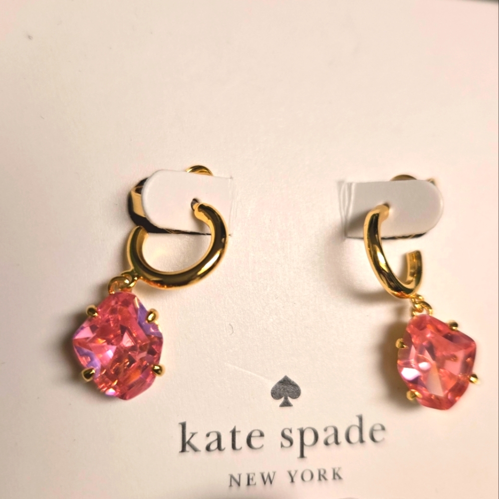 Kate Spade Drop Huggies  Earrings NIB - Picture 2 of 4